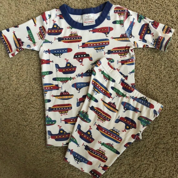 Hanna Andersson 130 140 Boys Pajamas Long John Organic Cotton Cars Navy Blue NEW